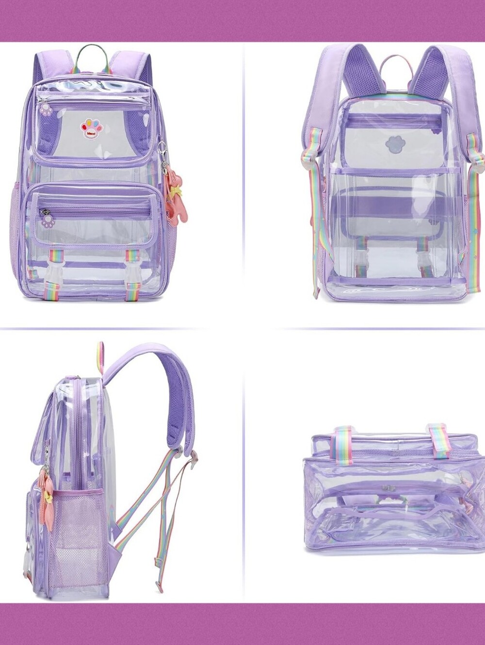 Maod Clear Backpack Heavy Duty Stadium Approved PVC Transparent School Bag - Picture 2 of 6